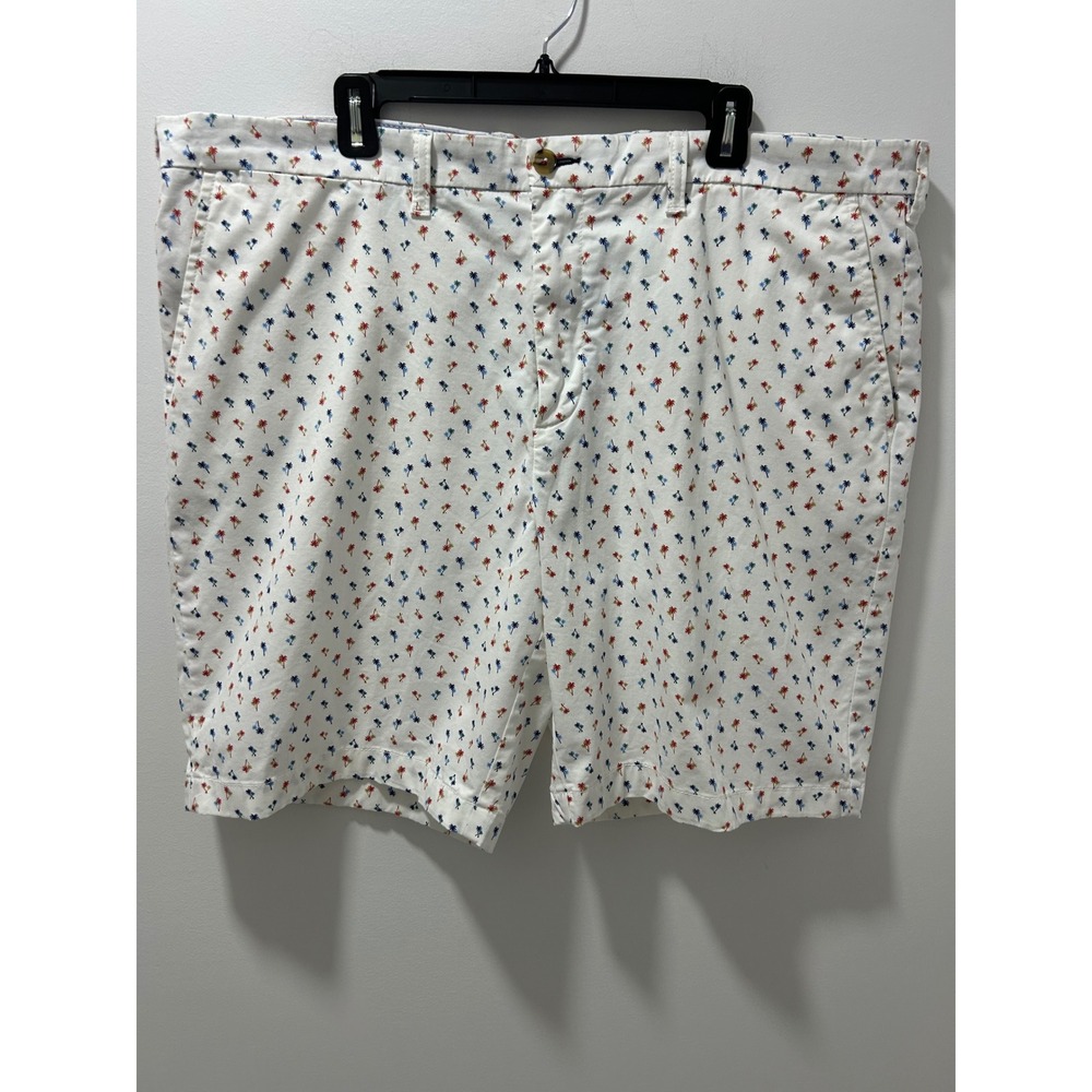 Tommy Hilfiger Mens 42 White Palm Tree Embroidered Chino Shorts Stretch Cotton